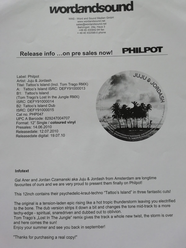 Juju & Jordash - Tattoo's Island | Philpot (PHP047)
