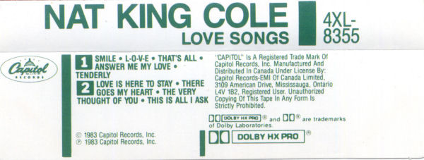 Nat King Cole - Love Songs | Capitol Special Markets (4XL-8355) - 2 Nat King Cole - Love Songs | Capitol Special Markets (4XL-8355) - 2