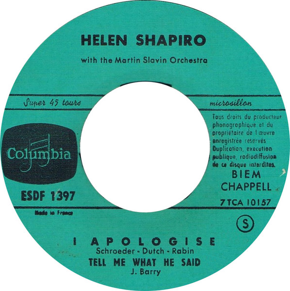 Helen Shapiro - I Apologise | Columbia (ESDF 1397) - 3