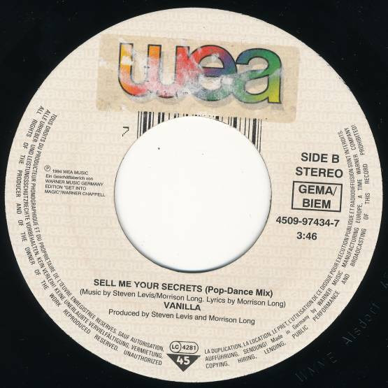 Vanilla - Sell Me Your Secrets | WEA (4509 97434-7) - 2 Vanilla - Sell Me Your Secrets | WEA (4509 97434-7) - 2