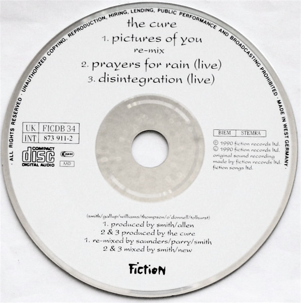 The Cure - Pictures Of You | Fiction Records (FICDB 34) - 4 The Cure - Pictures Of You | Fiction Records (FICDB 34) - 4