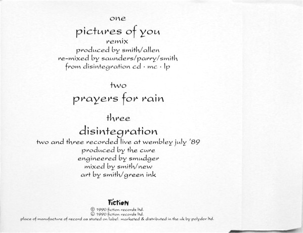 The Cure - Pictures Of You | Fiction Records (FICDB 34) - 2 The Cure - Pictures Of You | Fiction Records (FICDB 34) - 2