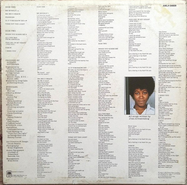 Joan Armatrading - Me Myself I | A&M Records (AMLH 64809) - 2 Joan Armatrading - Me Myself I | A&M Records (AMLH 64809) - 2