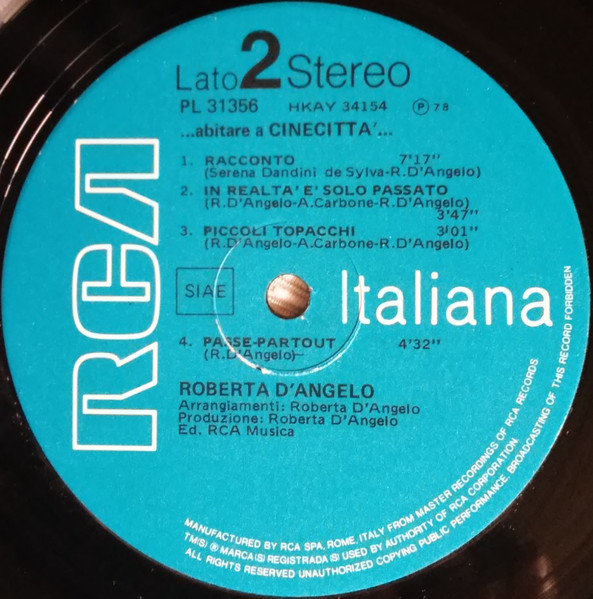Roberta D'Angelo - ...Abitare A Cinecittà... | RCA (PL 31356) - 4 Roberta D'Angelo - ...Abitare A Cinecittà... | RCA (PL 31356) - 4