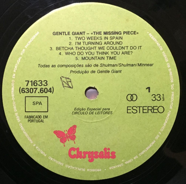Gentle Giant - The Missing Piece | Chrysalis (71633) - 3