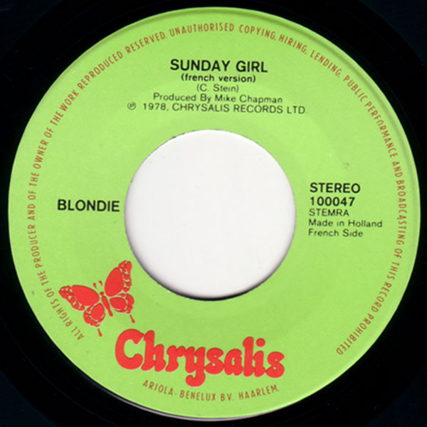 Blondie - Sunday Girl (En Francais) / Sunday Girl (English) | Chrysalis (100047) - 3