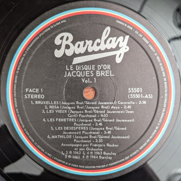 Jacques Brel - Le Disque D'Or | Barclay (55501) - 3