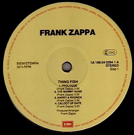 Frank Zappa - Thing-Fish | EMI (24 0294 3) - 4