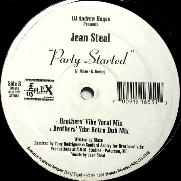 Andrew Hogan Presents Jean Steal - Party Started | Simplex Records (SR1655) - 2 Andrew Hogan Presents Jean Steal - Party Started | Simplex Records (SR1655) - 2