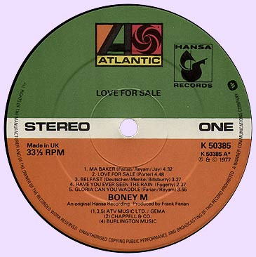 Boney M. - Love For Sale | Atlantic (K 50385) - 3