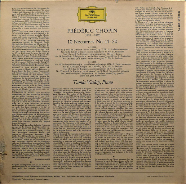 Frédéric Chopin , Tamás Vásáry - Nocturnes Nr. 11-20 | Deutsche Grammophon (136 487 SLPEM) - 2 Frédéric Chopin , Tamás Vásáry - Nocturnes Nr. 11-20 | Deutsche Grammophon (136 487 SLPEM) - 2