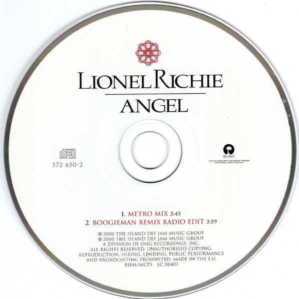 Lionel Richie - Angel | Island Records (572 650-2) - 3