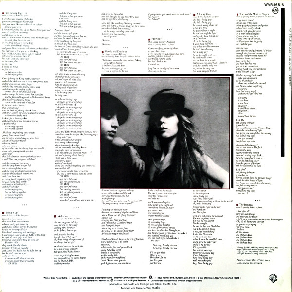 Rickie Lee Jones - Pirates | Warner Bros. Records (WAR 56816) - 2