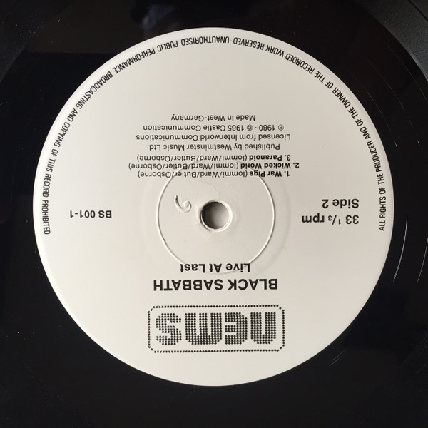 Black Sabbath - Live At Last | NEMS (BS 001) - 4