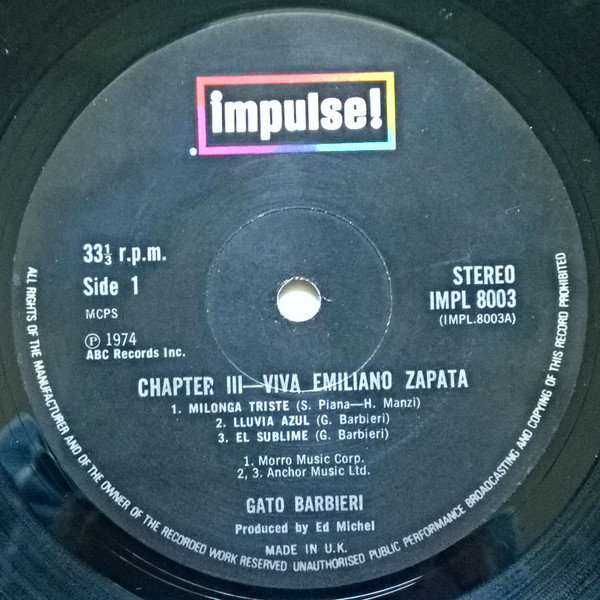 Gato Barbieri - Chapter Three: Viva Emiliano Zapata | Impulse! (IMPL 8003) - 4 Gato Barbieri - Chapter Three: Viva Emiliano Zapata | Impulse! (IMPL 8003) - 4