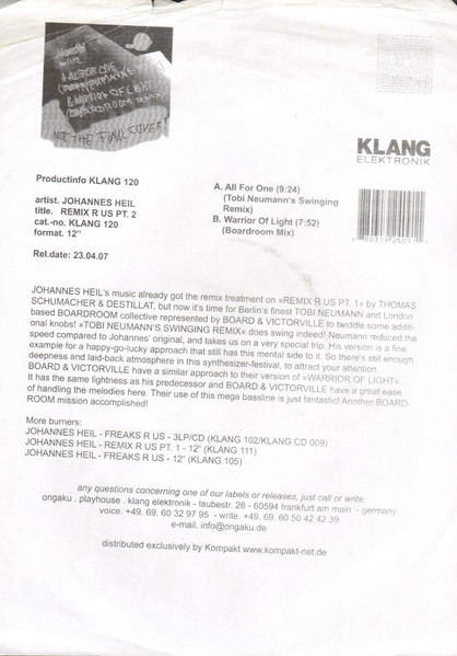 Johannes Heil - Remix R Us (Part 2) | Klang Elektronik (KLANG 120) - 2 Johannes Heil - Remix R Us (Part 2) | Klang Elektronik (KLANG 120) - 2