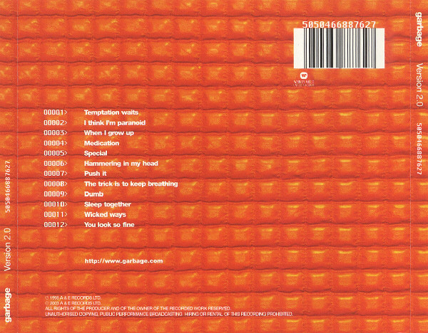 Garbage - Version 2.0 | Warner Music United Kingdom (5050466887627) - 2