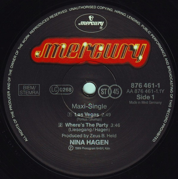Nina Hagen - Las Vegas | Mercury (876 461-1) - 3