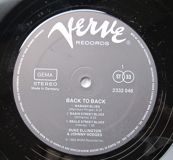 Duke Ellington & Johnny Hodges - Back To Back (Duke Ellington And Johnny Hodges Play The Blues) | Verve Records (2332 046) - 3 Duke Ellington & Johnny Hodges - Back To Back (Duke Ellington And Johnny Hodges Play The Blues) | Verve Records (2332 046) - 3