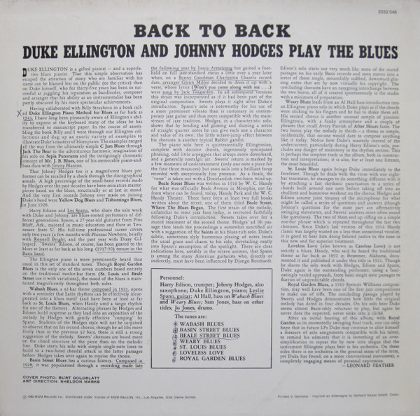Duke Ellington & Johnny Hodges - Back To Back (Duke Ellington And Johnny Hodges Play The Blues) | Verve Records (2332 046) - 2 Duke Ellington & Johnny Hodges - Back To Back (Duke Ellington And Johnny Hodges Play The Blues) | Verve Records (2332 046) - 2