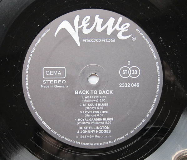 Duke Ellington & Johnny Hodges - Back To Back (Duke Ellington And Johnny Hodges Play The Blues) | Verve Records (2332 046) - 4 Duke Ellington & Johnny Hodges - Back To Back (Duke Ellington And Johnny Hodges Play The Blues) | Verve Records (2332 046) - 4