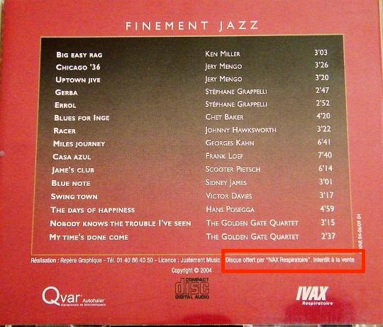 Various - Finement Jazz | Qvar Autohaler (QVAR 04-06/09 04) - 3