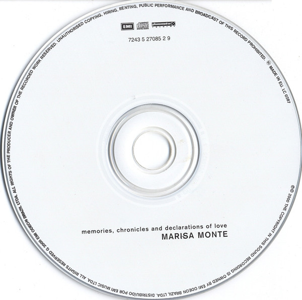 Marisa Monte - Memories, Chronicles And Declarations Of Love | EMI (7243 5 27085 2 9) - 2