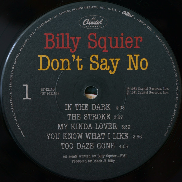 Billy Squier - Don't Say No | Capitol Records (ST 12146) - 3 Billy Squier - Don't Say No | Capitol Records (ST 12146) - 3