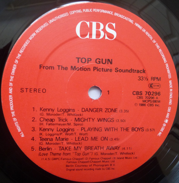 Various - Top Gun (Original Motion Picture Soundtrack) | CBS (CBS 70296) - 3