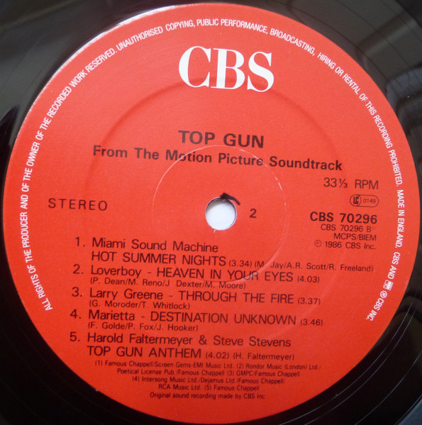 Various - Top Gun (Original Motion Picture Soundtrack) | CBS (CBS 70296) - 4