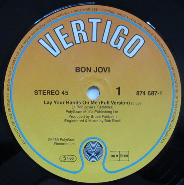 Bon Jovi - Lay Your Hands On Me | Vertigo (874 687-1) - 2