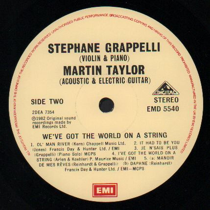 Stéphane Grappelli & Martin Taylor - We've Got The World On A String | EMI (EMD 5540) - 4 Stéphane Grappelli & Martin Taylor - We've Got The World On A String | EMI (EMD 5540) - 4