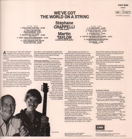 Stéphane Grappelli & Martin Taylor - We've Got The World On A String | EMI (EMD 5540) - 2 Stéphane Grappelli & Martin Taylor - We've Got The World On A String | EMI (EMD 5540) - 2