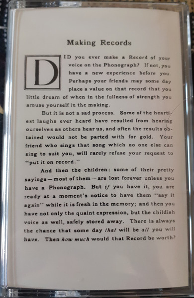 Various - Making Records: Home Recordings c. 1890-1920 | Death Is Not The End (DEATH080) Various - Making Records: Home Recordings c. 1890-1920 | Death Is Not The End (DEATH080)