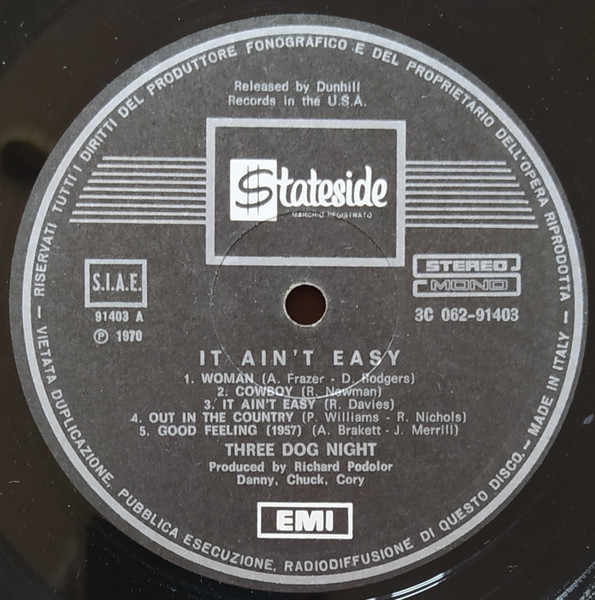 Three Dog Night - It Ain't Easy | Stateside (3C 062-91403) - 3