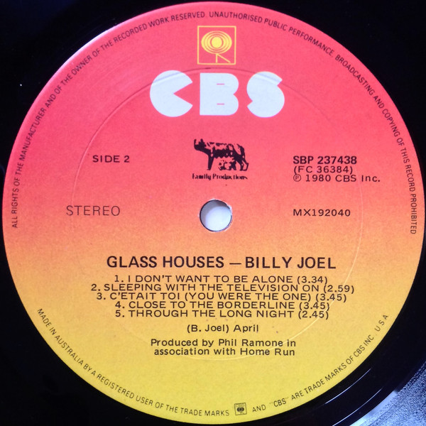 Billy Joel - Glass Houses | CBS (SBP 237438) - 4 Billy Joel - Glass Houses | CBS (SBP 237438) - 4
