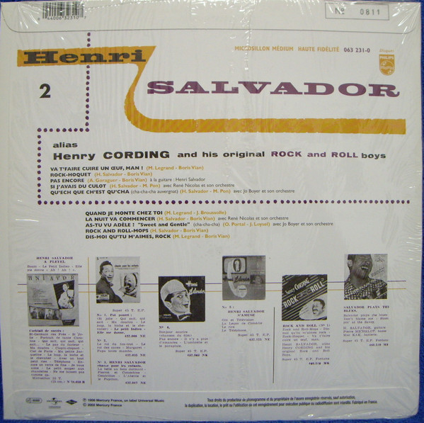 Henri Salvador Alias Henry Cording And His Original Rock And Roll Boys - Henri Salvador 2 | Philips (N 063 231-0) - 2 Henri Salvador Alias Henry Cording And His Original Rock And Roll Boys - Henri Salvador 2 | Philips (N 063 231-0) - 2