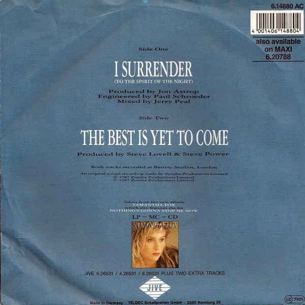 Samantha Fox - I Surrender (To The Spirit Of The Night) | Jive (6.14880) - 2