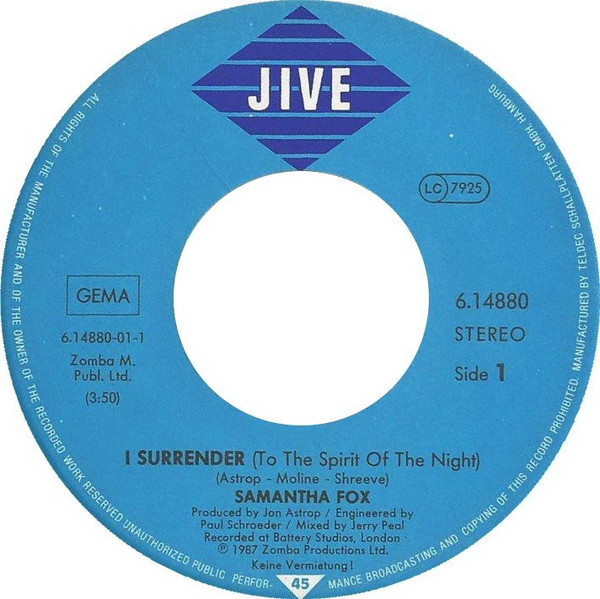 Samantha Fox - I Surrender (To The Spirit Of The Night) | Jive (6.14880) - 3