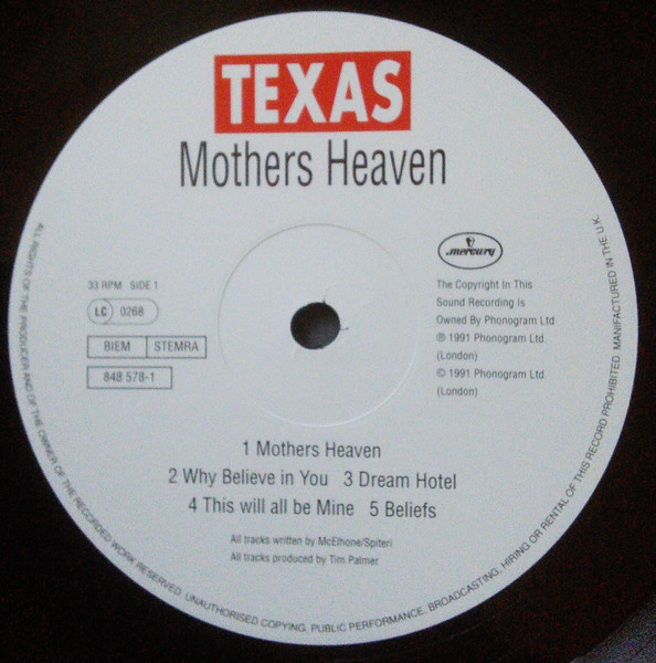 Texas - Mothers Heaven | Mercury (848 578-1) - 3 Texas - Mothers Heaven | Mercury (848 578-1) - 3