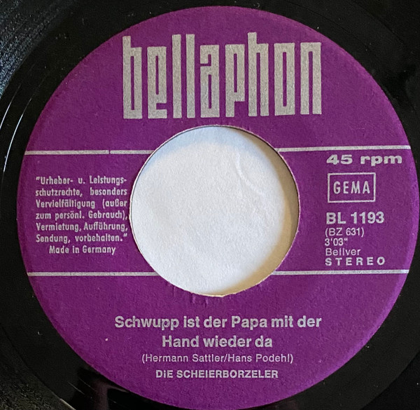 Die 3 Singenden Scheierborzeler Vom MCC - Schwupp Ist Der Papa Mir Der Hand Wieder Da | Bellaphon (BL 1193) - 4