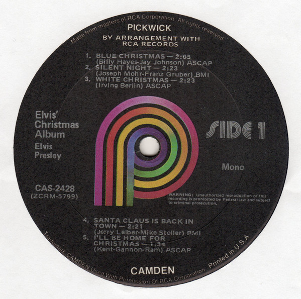 Elvis Presley - Elvis' Christmas Album | Pickwick (CAS-2428) - 3