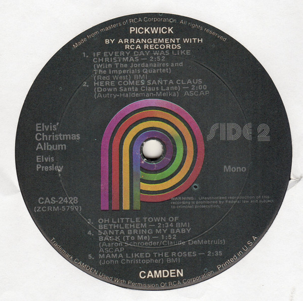 Elvis Presley - Elvis' Christmas Album | Pickwick (CAS-2428) - 4