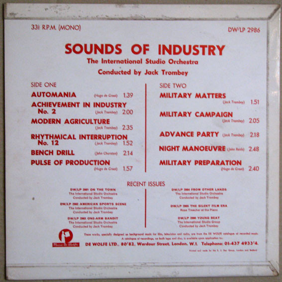 The International Studio Orchestra - Sounds Of Industry | Music De Wolfe (DW/LP 2986) - main