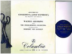 Ludwig van Beethoven , Walter Gieseking , Herbert Von Karajan - Concerto N. 5 In Mi Bemolle Maggiore Op. 73 Per Pianoforte E Orchestra "L'Imperatore" | Columbia (33 QCX 135) - 2