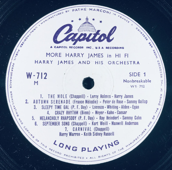 Harry James - More Harry James In Hi-fi | Capitol Records (W712) - 3 Harry James - More Harry James In Hi-fi | Capitol Records (W712) - 3