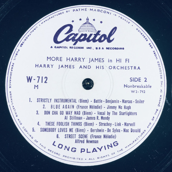 Harry James - More Harry James In Hi-fi | Capitol Records (W712) - 4 Harry James - More Harry James In Hi-fi | Capitol Records (W712) - 4