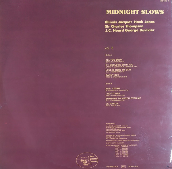 Illinois Jacquet , Hank Jones , Sir Charles Thompson , J.C. Heard , George Duvivier - Midnight Slows Vol. 8 | Black And Blue (33.135) - 2 Illinois Jacquet , Hank Jones , Sir Charles Thompson , J.C. Heard , George Duvivier - Midnight Slows Vol. 8 | Black And Blue (33.135) - 2