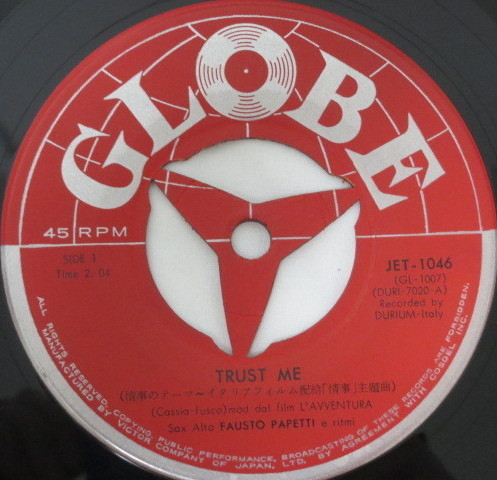 Fausto Papetti - Trust Me / La Ragazza Con La Valigia | Globe (JET-1046) - 3