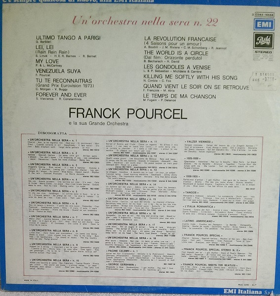 Franck Pourcel Et Son Grand Orchestre - Un' Orchestra Nella Sera N. 22 | Pathé (3C 062 - 15558) - 2